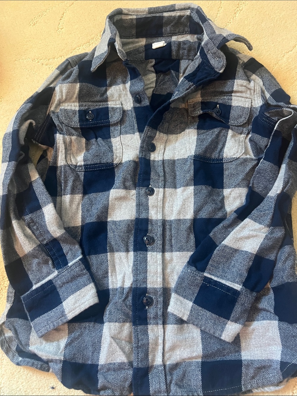 GAP kids Navy and Gray plaid flannel